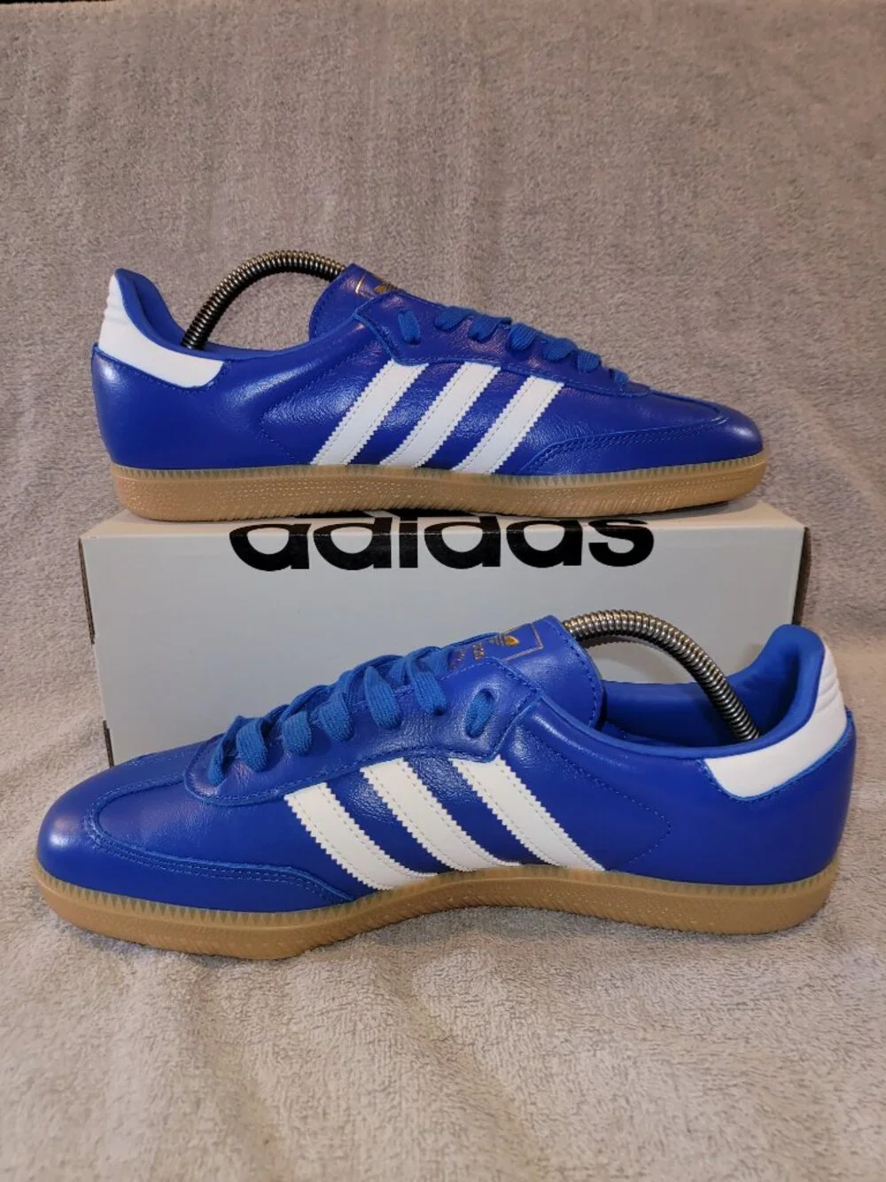 Adidas Samba OG Originals Athletic Shoes In Blue White Tan Gum Men's Size 10